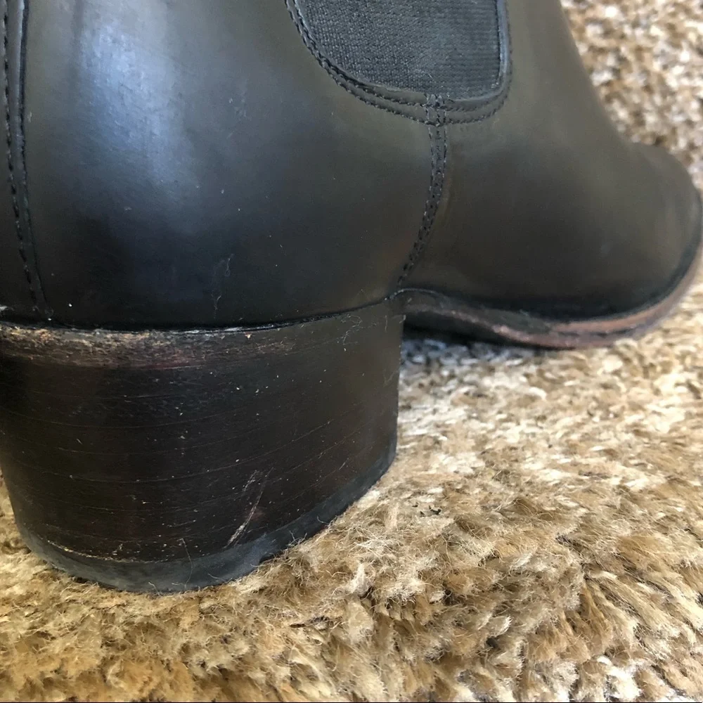 Frye Dara Chelsea Black Genuine Leather Mini Heel Designer Ankle Boots